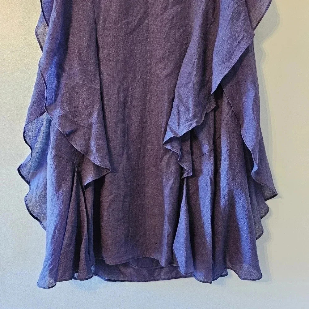 Antik Batik Embellished Draped Ruffle Wool Boho Mini Dress Purple Size Small. - Picture 15 of 16